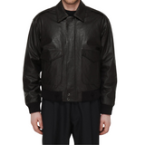 mens Black Leather Bomber Jacket