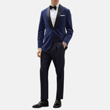 Navy Blue Velvet Tuxedo Suit