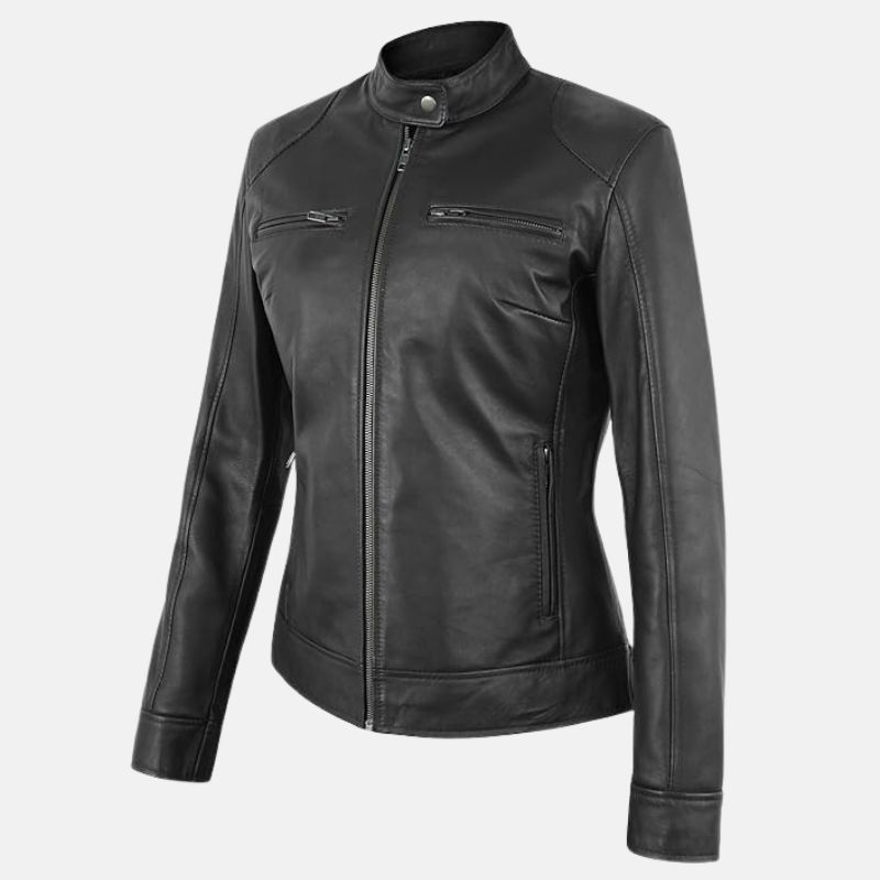 Mens Black Leather Biker Jacket