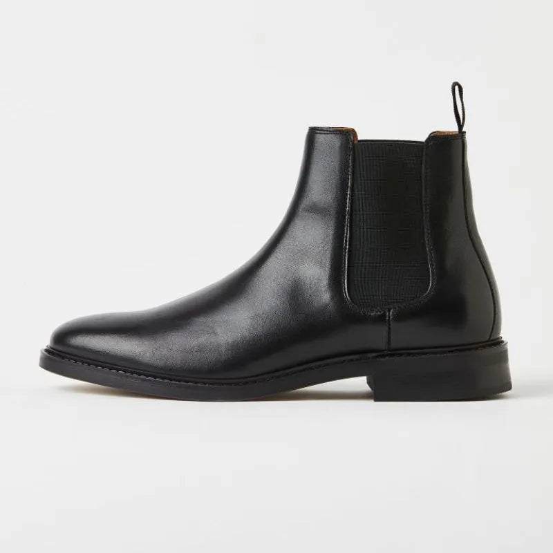 Black Leather Chelsea Boots Men's