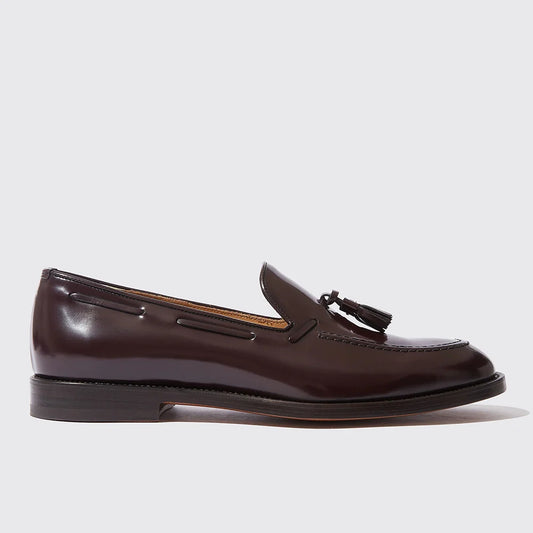 Burgundy Leather Slip On Tassel Loafer Mens