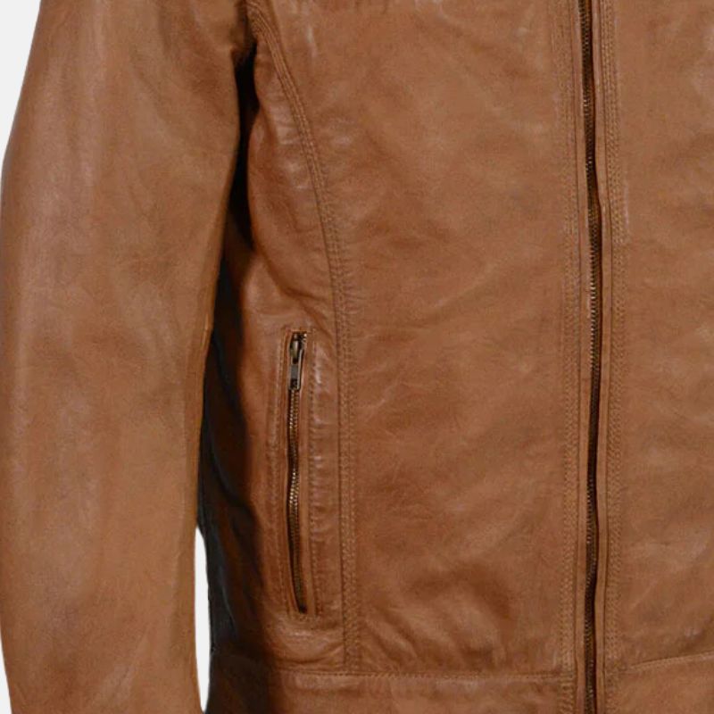 Cafe Racer Brown Leather Biker Jacket