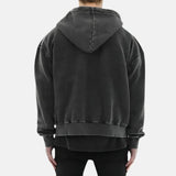 Dark Grey Fleece Zip Up Jacket With Hood For Mens