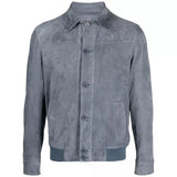 Men Grey Suede Bomber Jacket