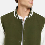 Mens Olive Green Wool Varsity Jacket