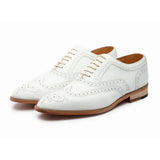 Brogue Leather Lace-up White Oxford Shoes