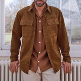 Men's Camel Brown Suede Leather Trucker Jacket