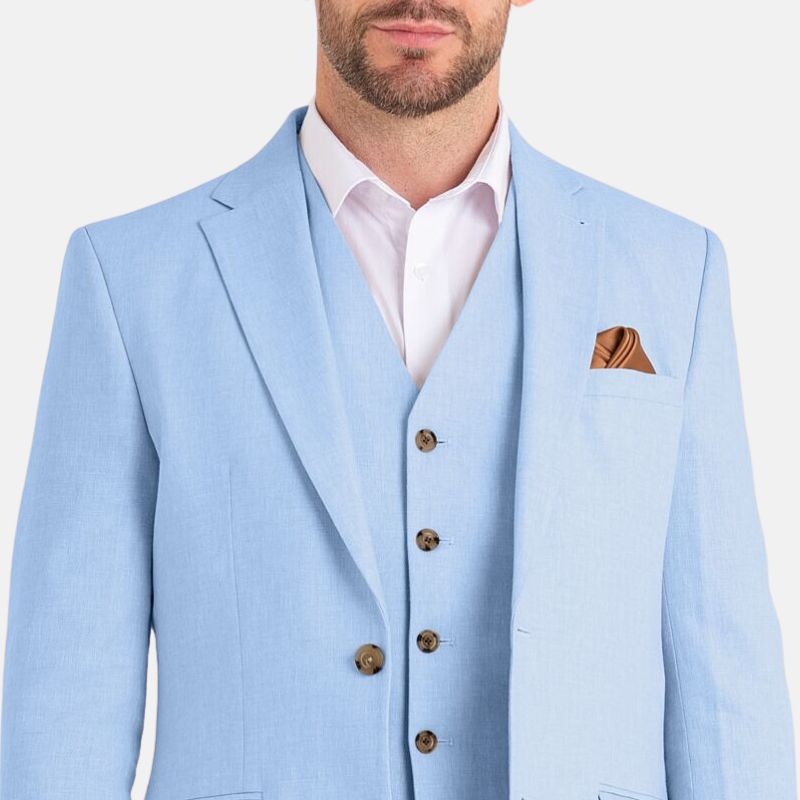 Slim Fit 3 Piece Sky Blue Suit