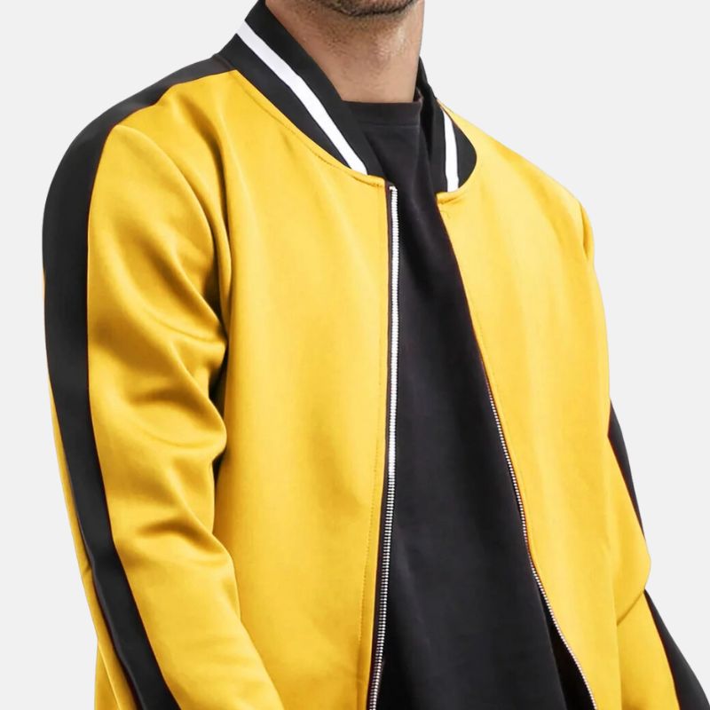 Mens Yellow Bomber Varsity Jacket