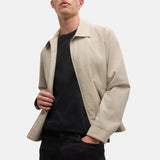 Beige Shirt Collar Cotton Jacket For Mens