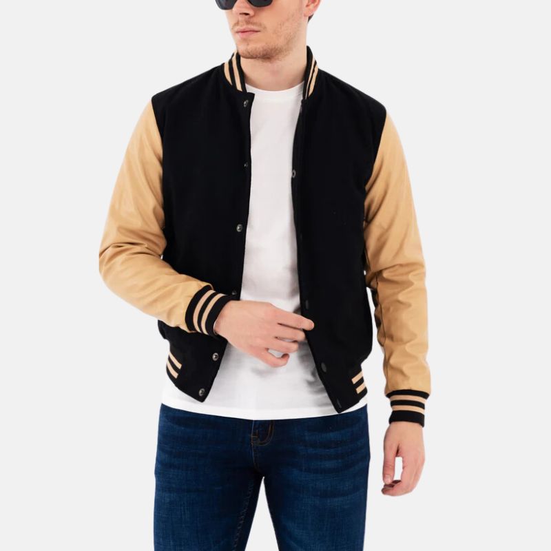 mens-black-and-beige-lettermen-varsity-bomber-jacket