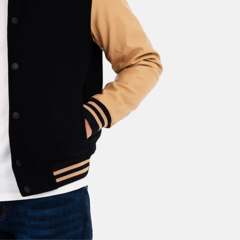 mens-black-and-beige-lettermen-varsity-bomber