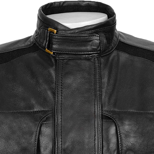 Nick Belted Mens Black Jacket With Double Layered Closure