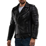 Men’s Quilted Black Leather Motorcycle Jacket