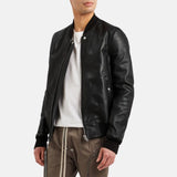 Mens Black Leather Bomber Jacket