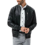 Black Men's Cafe Racer Bomber Leather Jacket