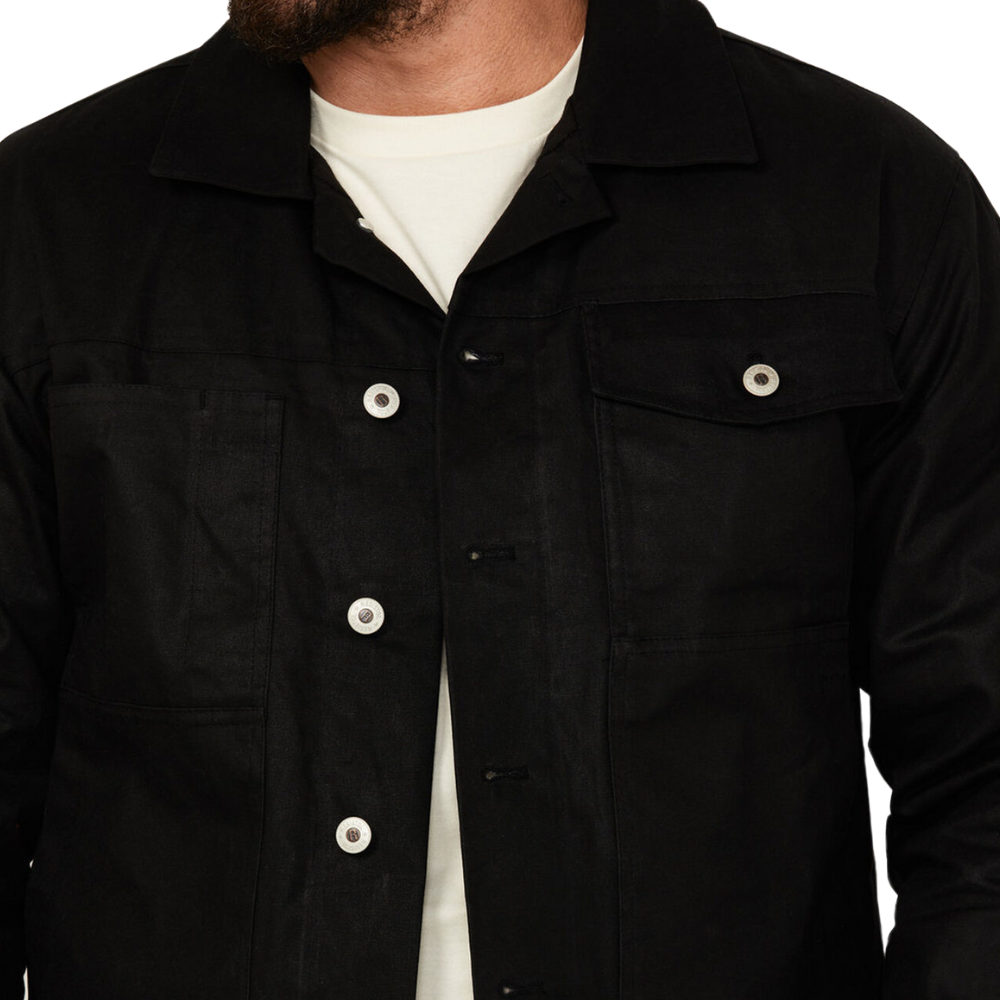 Men's Field Solid Black Waxed Canvas Jacket