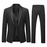 Men's Black 3 Piece Shawl Lapel Slim Fit Tuxedo