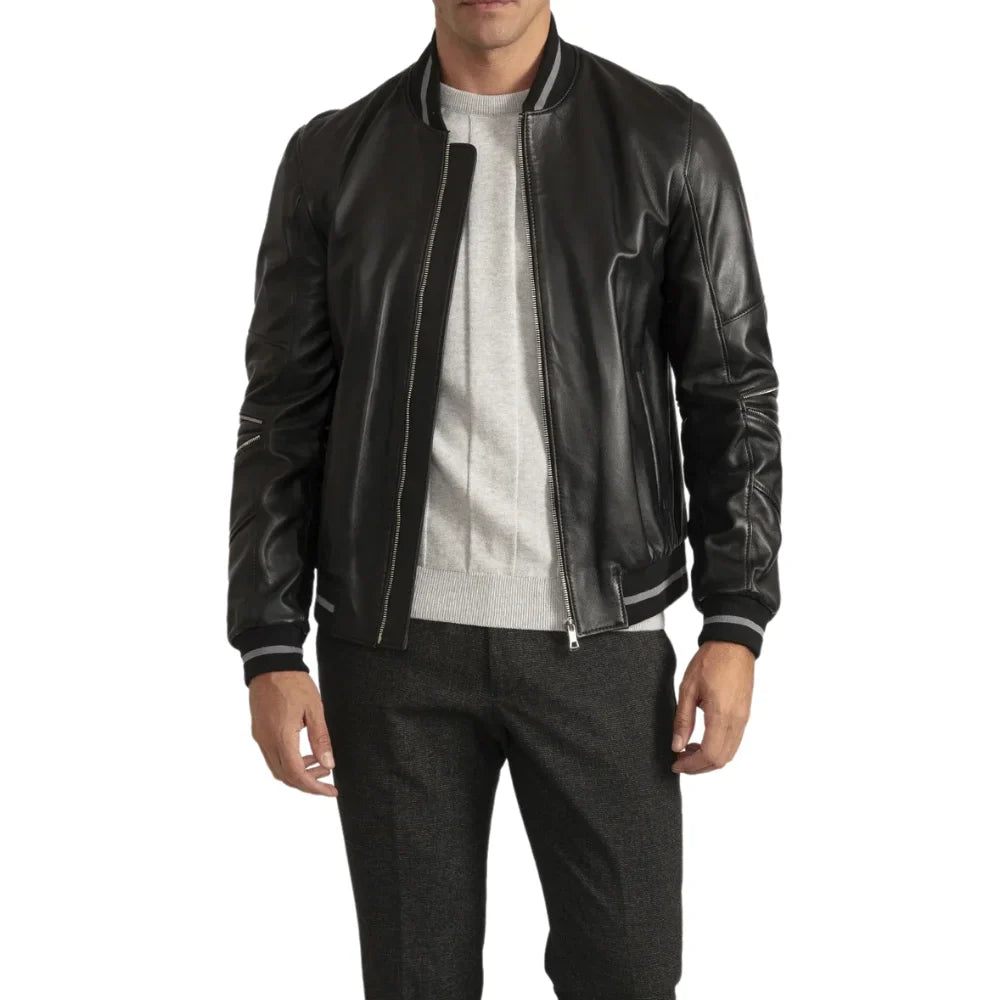 mens-black-leather-bomber-jacket-lambskin