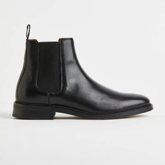 Mens Black Leather Chelsea Boots