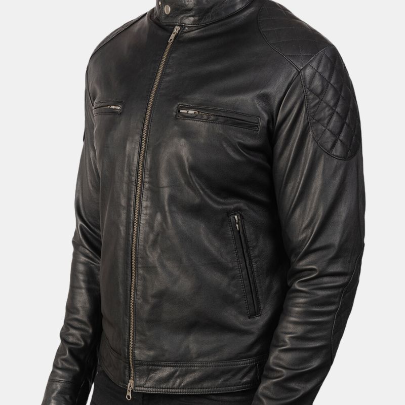 mens-black-leather-double-pockets-biker-jacket