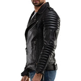 Men’s Quilted Black Leather Motorcycle Jacket