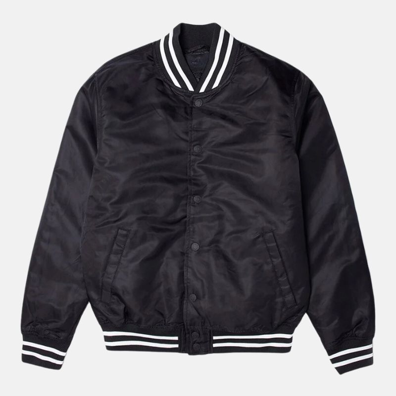 Black Shaka Wear Bomber Varsity Jacket