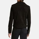 Mens Black Suede Leather Moto Jacket