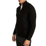 Men's Black Full Zip Through Cardigan Knit Jacket