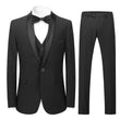 Men's Black 3 Piece Shawl Lapel Slim Fit Tuxedo