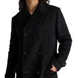 Mens Double Breasted Black Wool Overcoat