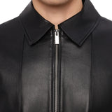 Lightweight Half Sleeves Black Leather Mens Shirt