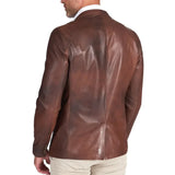 Men's Lambskin Two Button Brown Real Leather Blazer