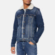 Mens Blue Denim Jacket With Sherpa Collar