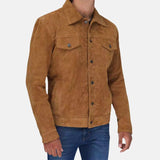 Mens Camel Brown Suede Shirt Jacket