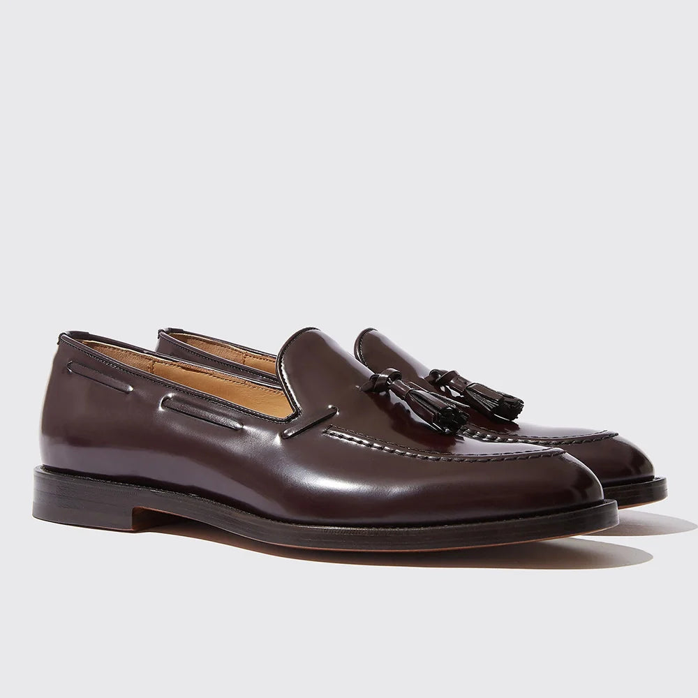 Burgundy Leather Slip On Tassel Loafer