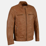 Cafe Racer Brown Leather Biker Jacket