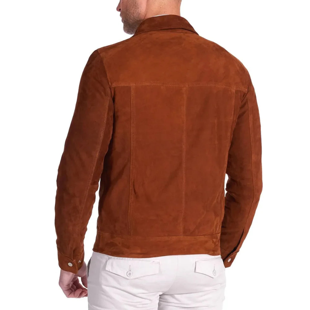 Mens Suede Camel Brown Leather Jacket