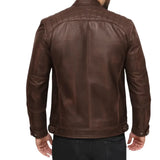 Men’s Lambskin Chocolate Brown Biker Leather Jacket