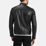 Classic Cafe Racer Black Leather Jacket Mens