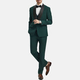 3 Piece Dark Green Tuxedo Suit For Mens