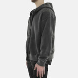 Dark Grey Fleece Zip Up Jacket With Hood For Mens