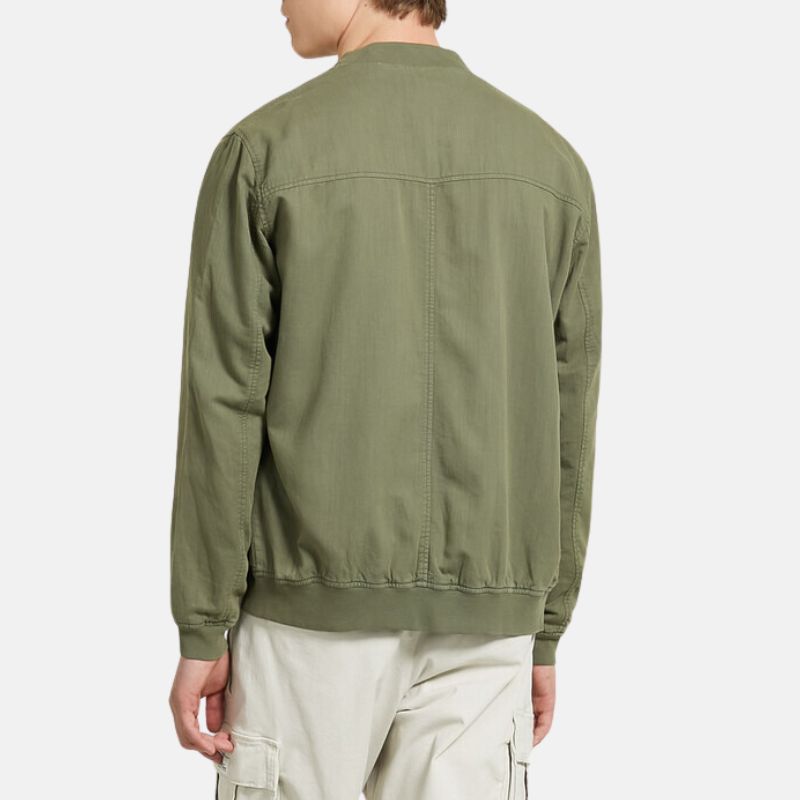 Pale Green Cotton Bomber Jacket For Mens