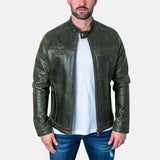 mens-green-leather-biker-jacket