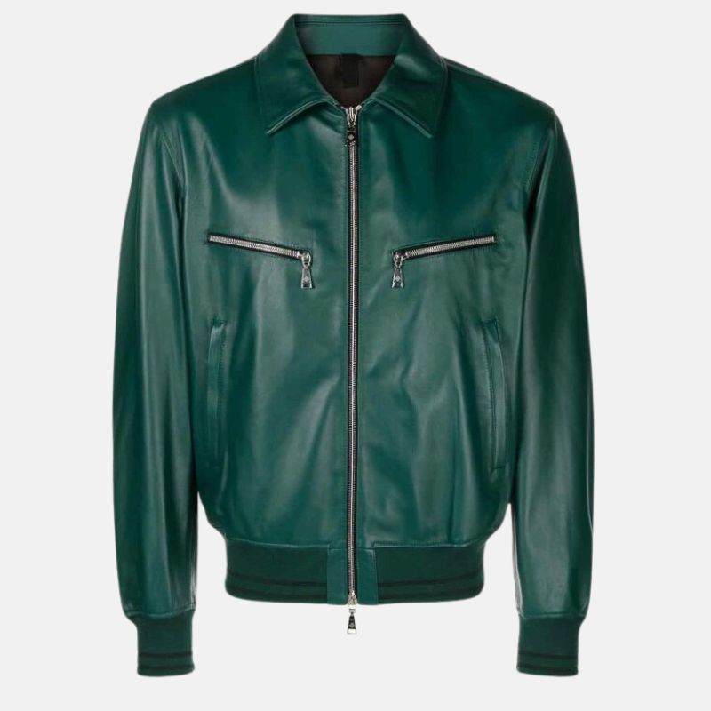 mens-green-shirt-style-collar-leather-bomber-jacket