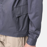 Grey Hooded Flannel Shirt Jacket For Mens