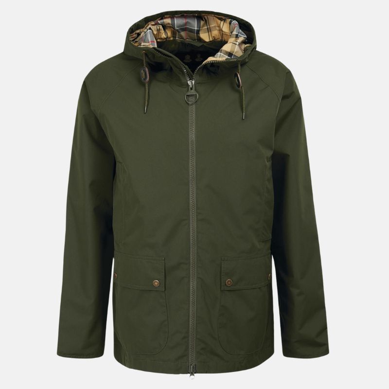 Mens Hooded Lightweight Green Parka Jacket