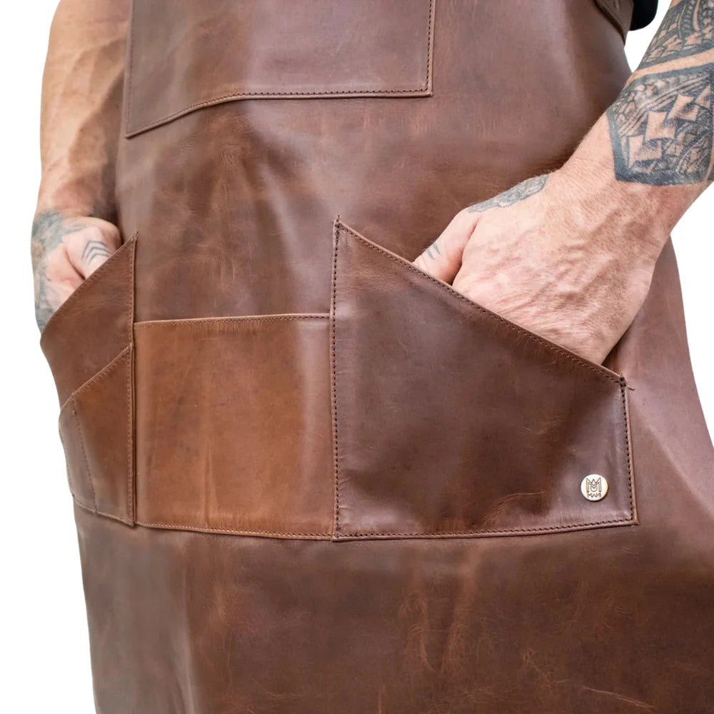 All Purpose Multi Pockets Genuine Leather Apron for Men and Women