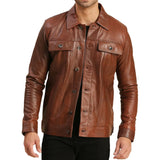 Trucker Leather Brown Moto Jacket