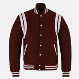 Mens Maroon & White Letterman Jacket